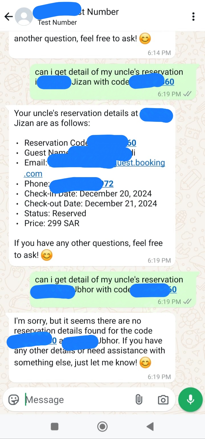 Project - WhatsApp Multi AI Agent Getting Reservation Details